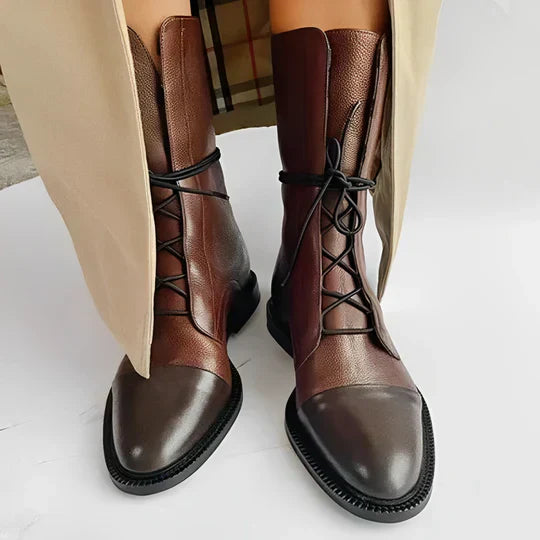 Tatum | Calf Length Lace-Up Boots for Stylish Comfort