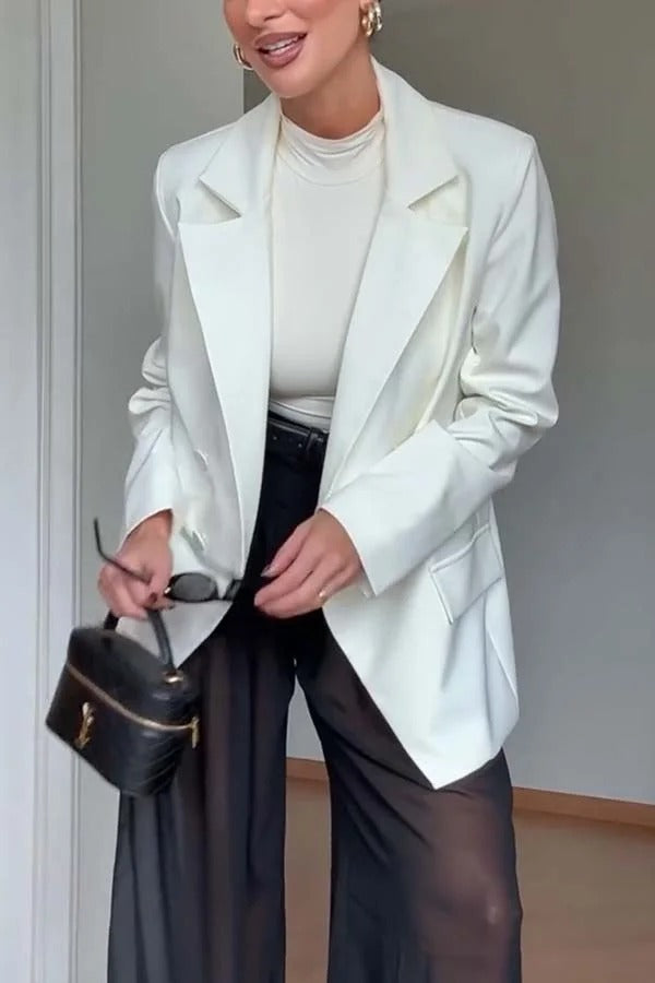 Elda® | Autumn Avenue Double-breasted Long Sleeve Lapel Loose Blazer