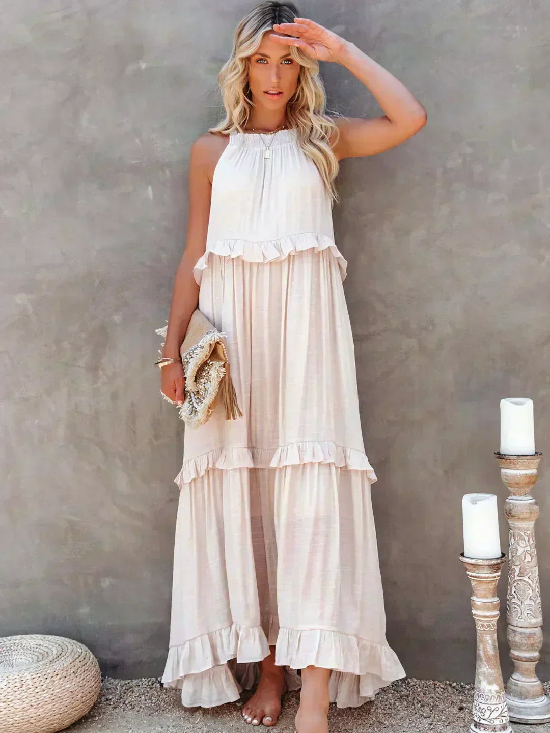 Molly | Elegant Sleeveless Ruffle Trim Dress for Women