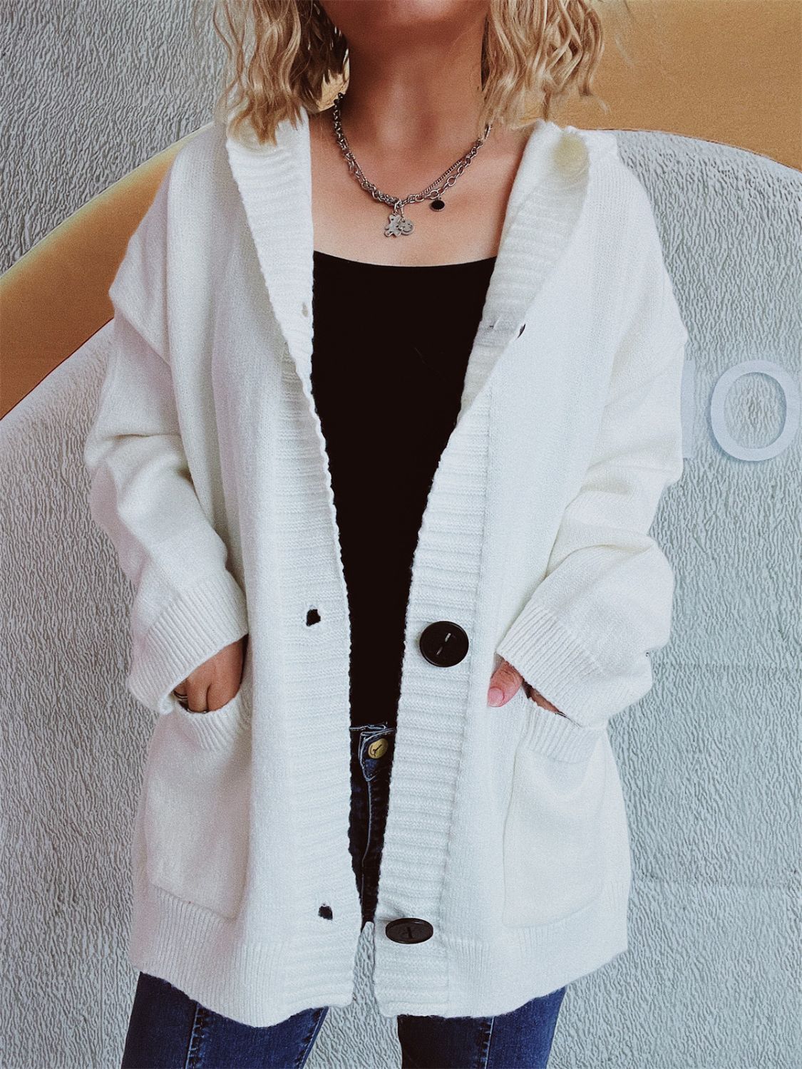 Beatrice® | Long-sleeved cardigan with hood and dropped shoulders
