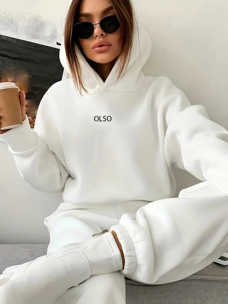 Antonella® | Casual two-piece set with hoodie and print