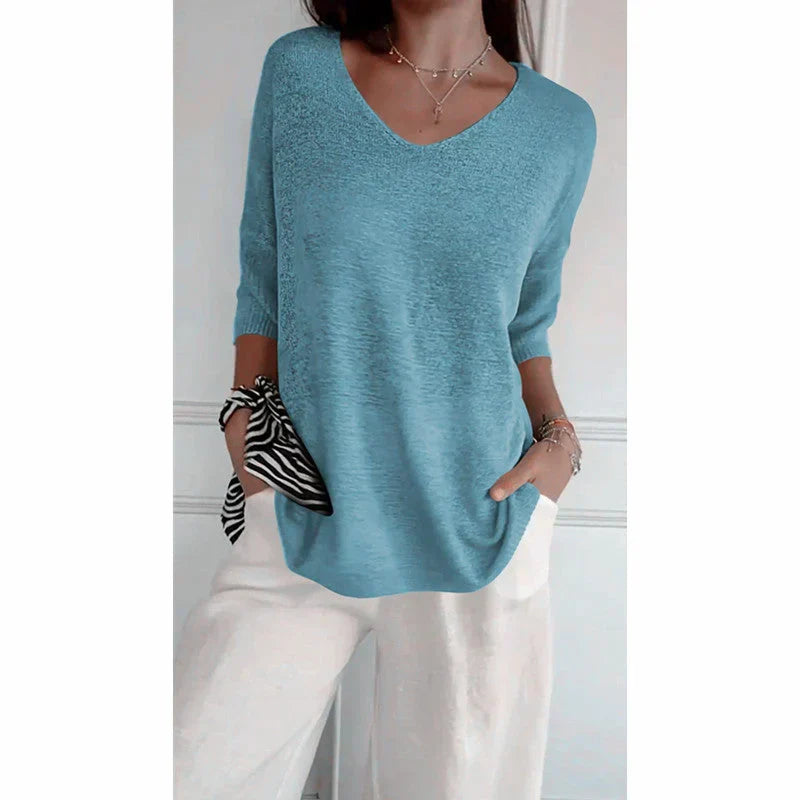 Alfonsina® | Simple Knitted Top With A V-Neck
