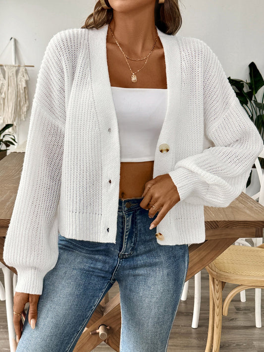Annelies® | Long sleeve cardigan with V-neck and buttons