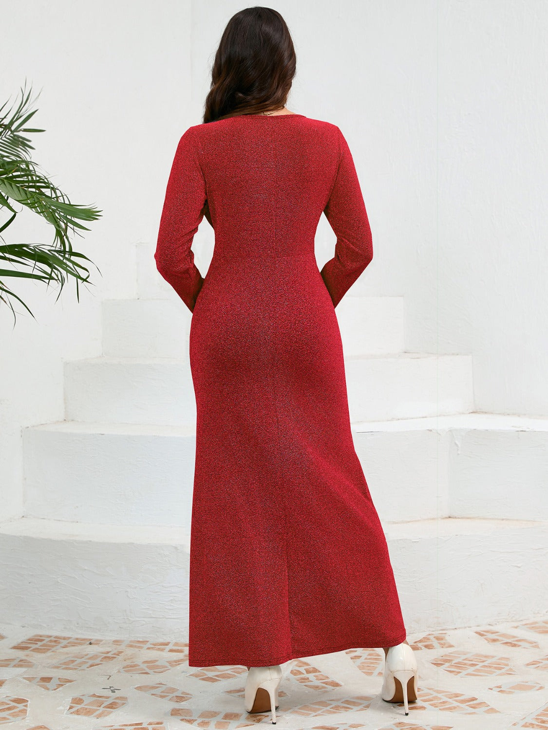 Brenda® | Ruched, long-sleeved dress with a round neckline