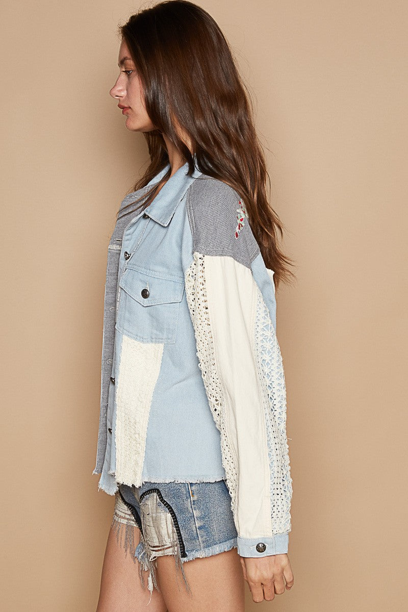 Cecilia | POL shaket crochet embroidery with raw hem and chest pockets