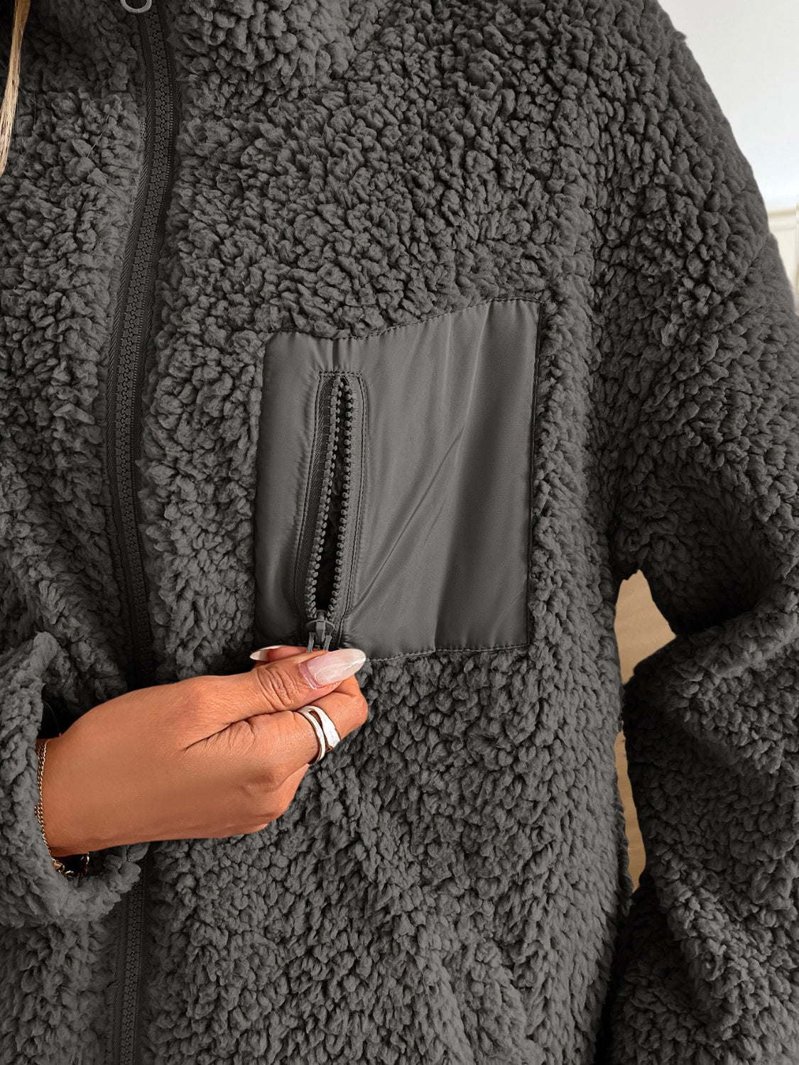 Camila® | Ivy Lane fluffy jacket with long sleeves and zip