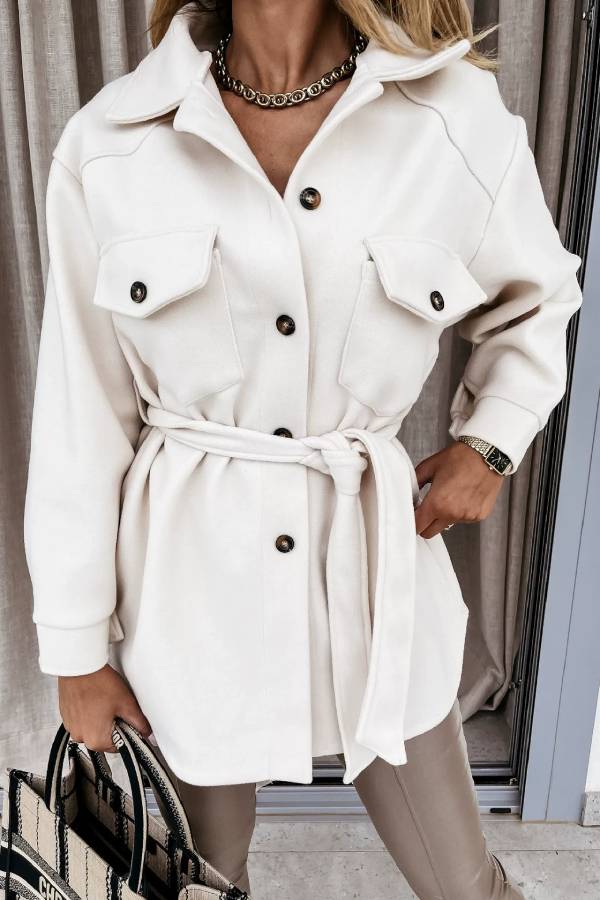 Aurora® | Solid color shirt and loose woolen coat