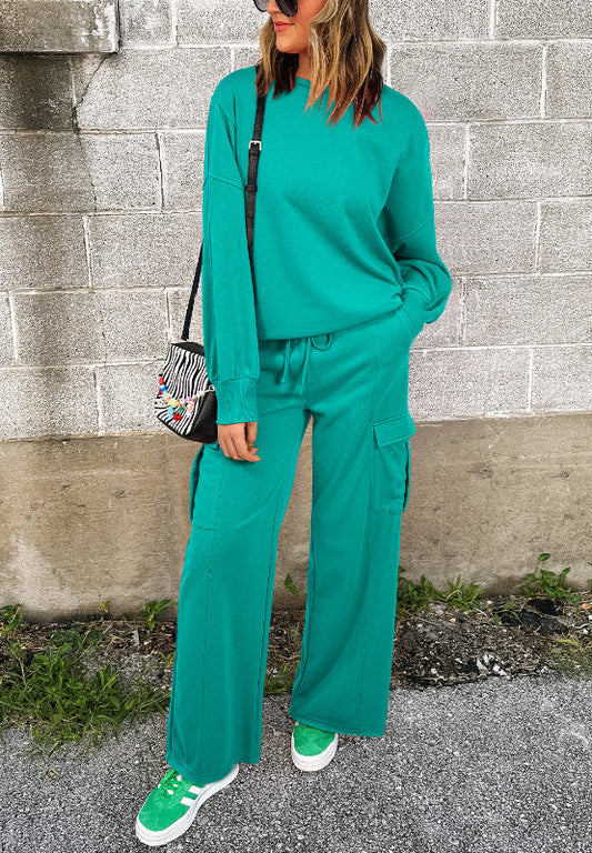 Berta® | Complete set consisting of a long-sleeved crew-neck shirt and drawstring trousers
