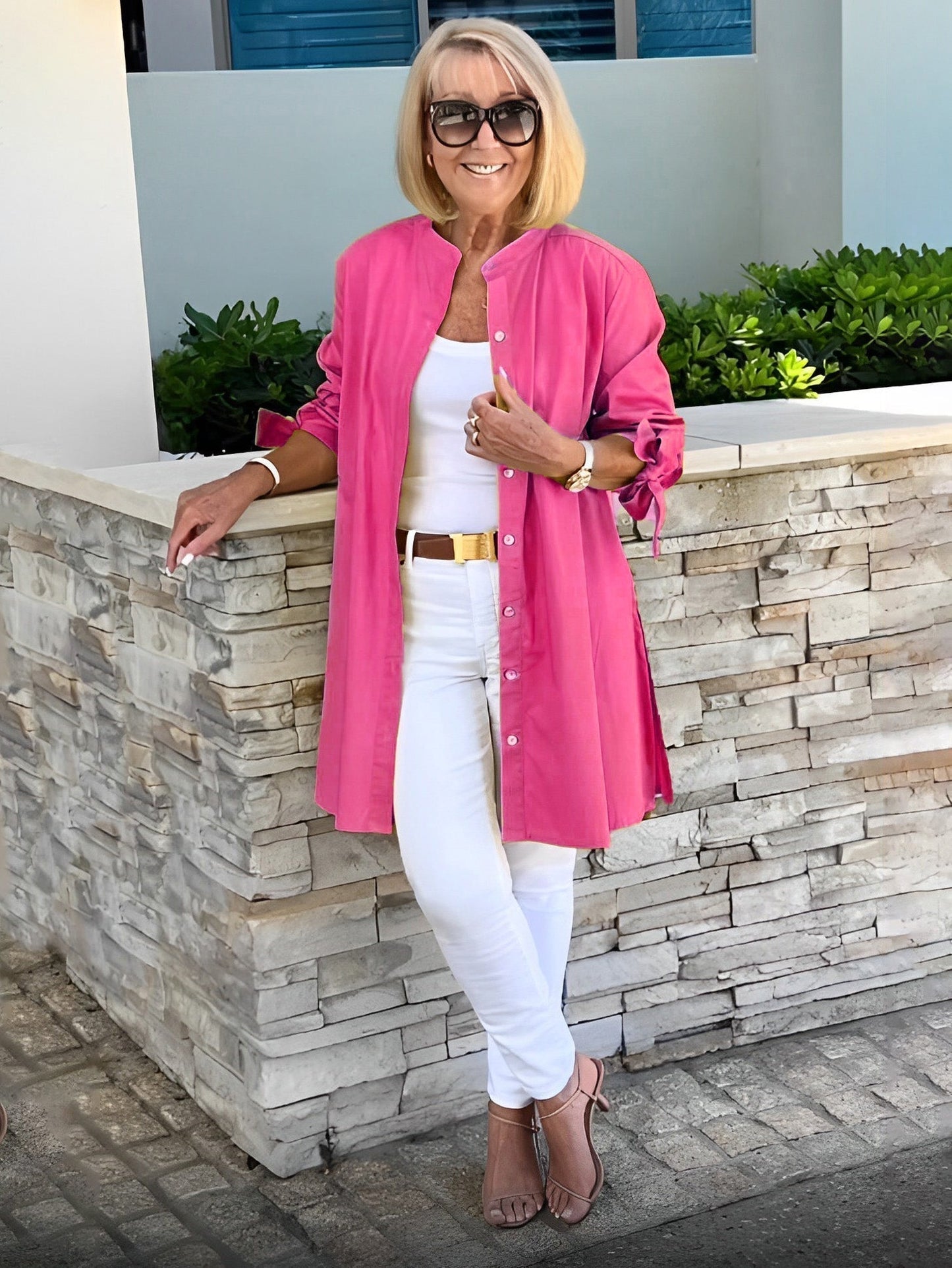 Agustina | Long, simple cotton shirt