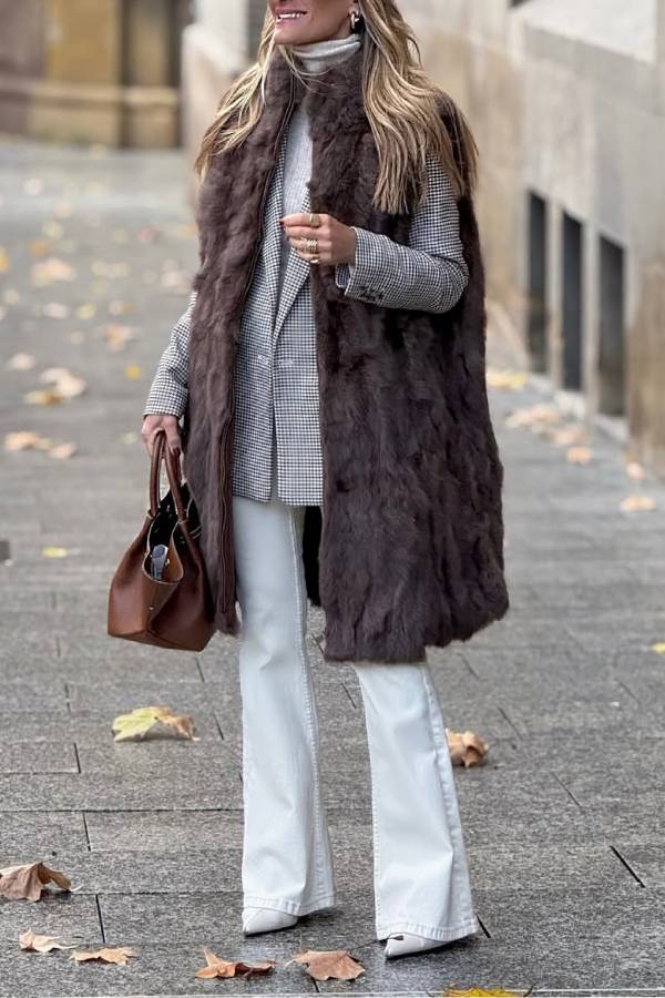 Diana® | 3/4 Chocolate Fur Vest