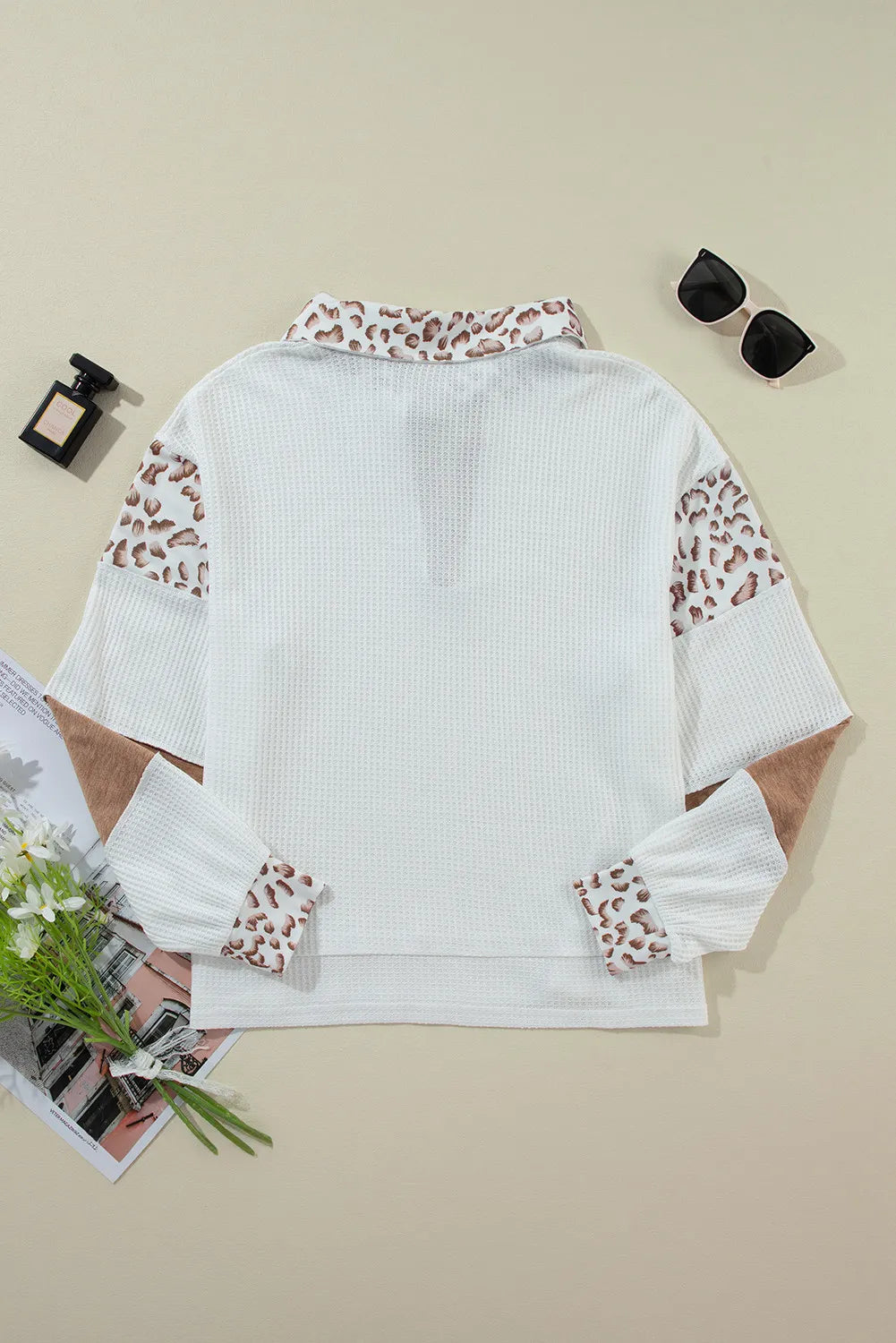 Birgit® | Long sleeve shirt with Johnny collar and leopard print