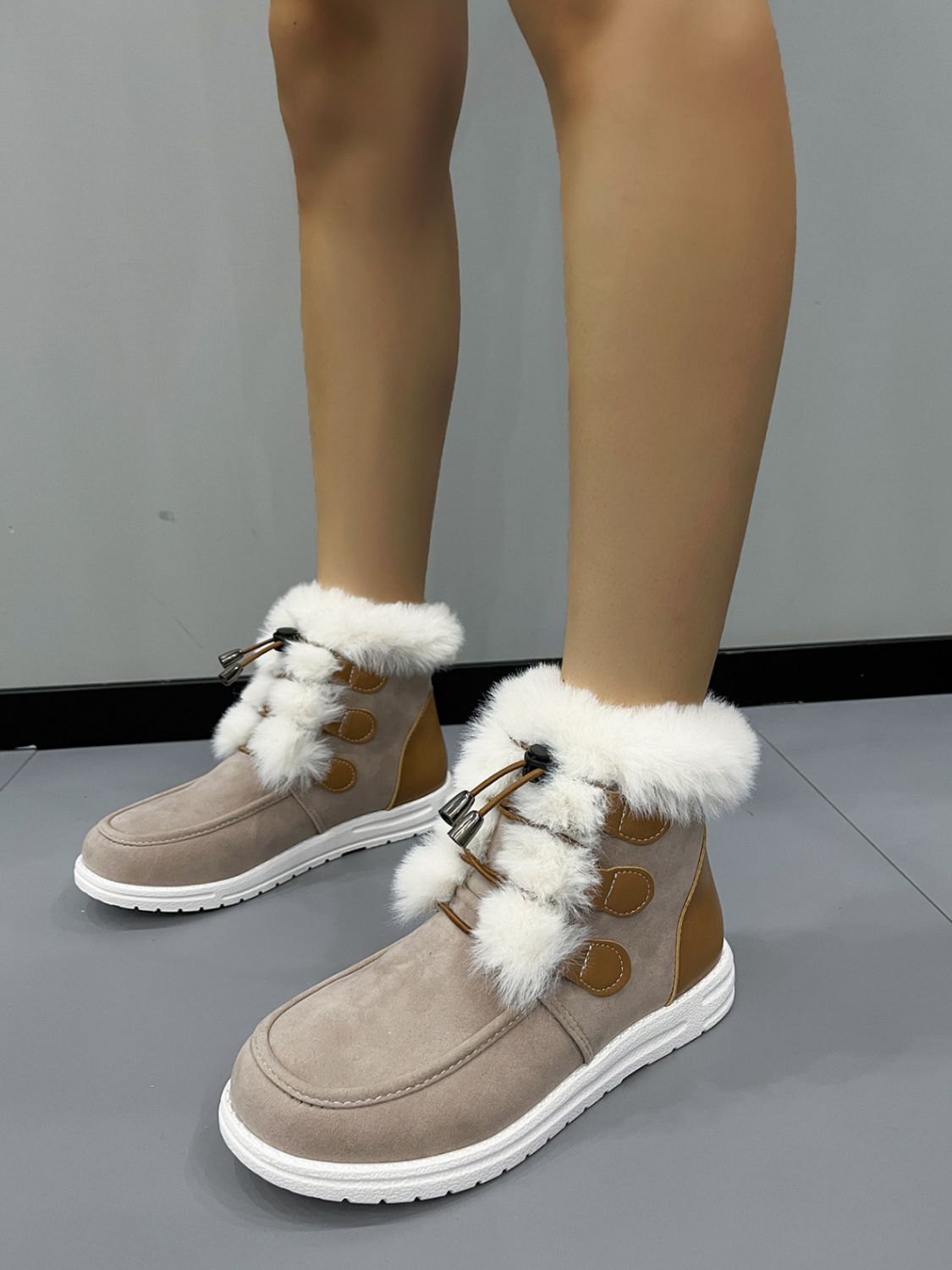 Dolores® | Suede round toe boots with plush detail