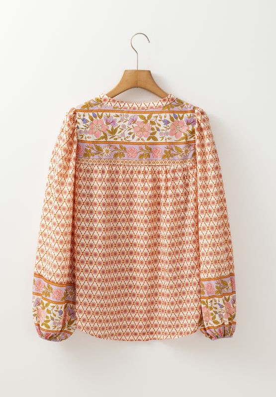 Elara® | Printed button-down long sleeve shirt