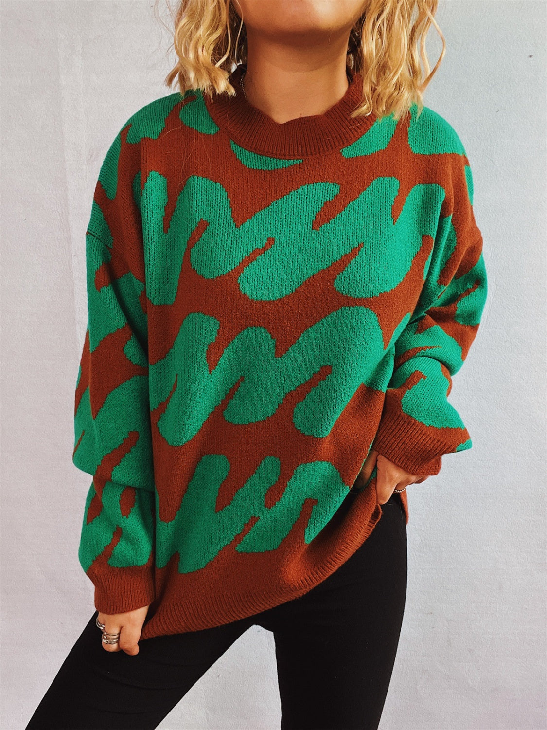 Anita® | Contrasting long-sleeved sweater with a crew neck