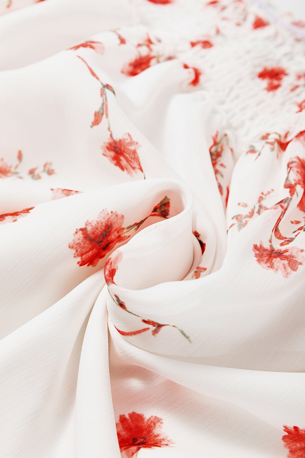 Barbara® | Smocked, off-the-shoulder blouse with flounced sleeves and a floral pattern