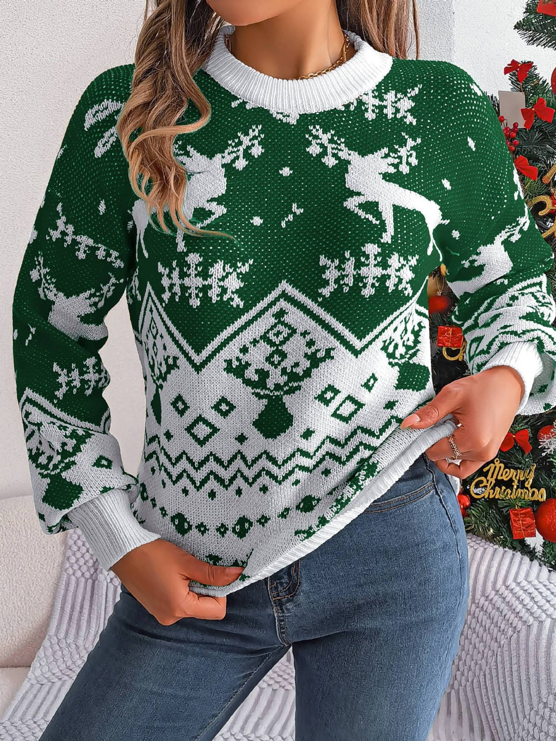 Dalia® | Christmas Element crew neck long sleeve sweater