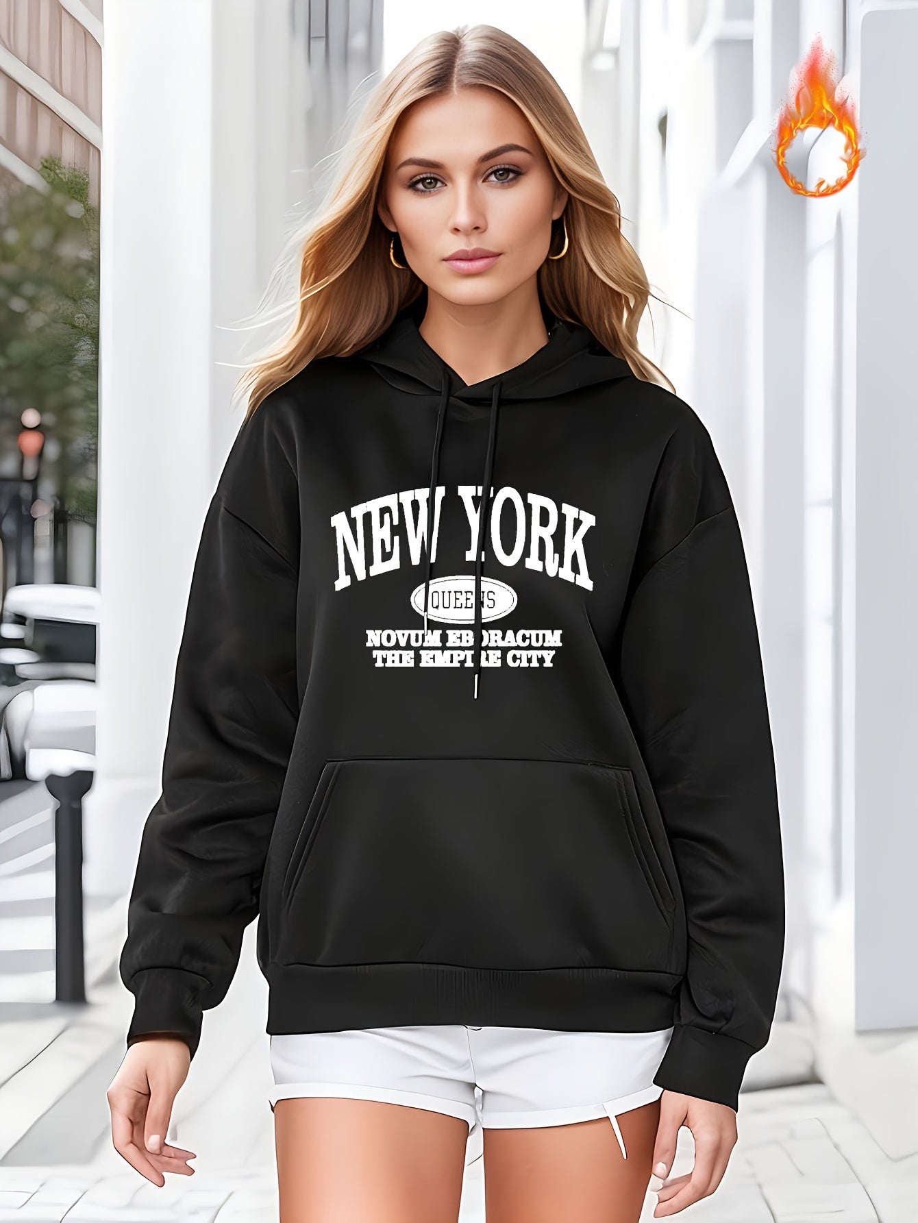 Elisa® | New York print drawstring hoodie