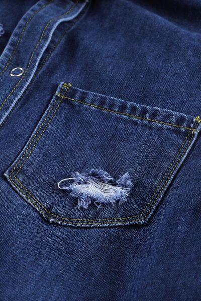 Azul® | Long-sleeved denim jacket with raw hem and collar