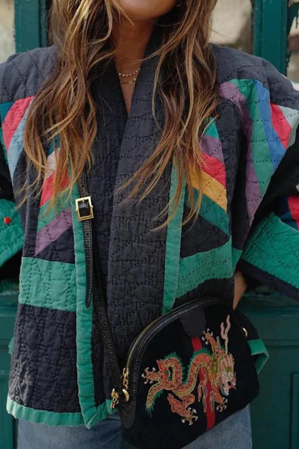 Dafne® | Fashion Printed Patchwork Cotton Cardigan Jacket
