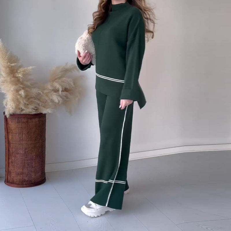 Elara® | Women Spring Summer Solid Color Casual Top Comfortable Design Suit Loose Two-Piece Set Sweater and Pants