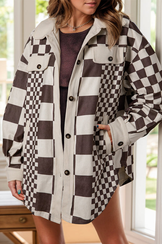 Ariadna® | Checked button-down jacket with pockets and long sleeves
