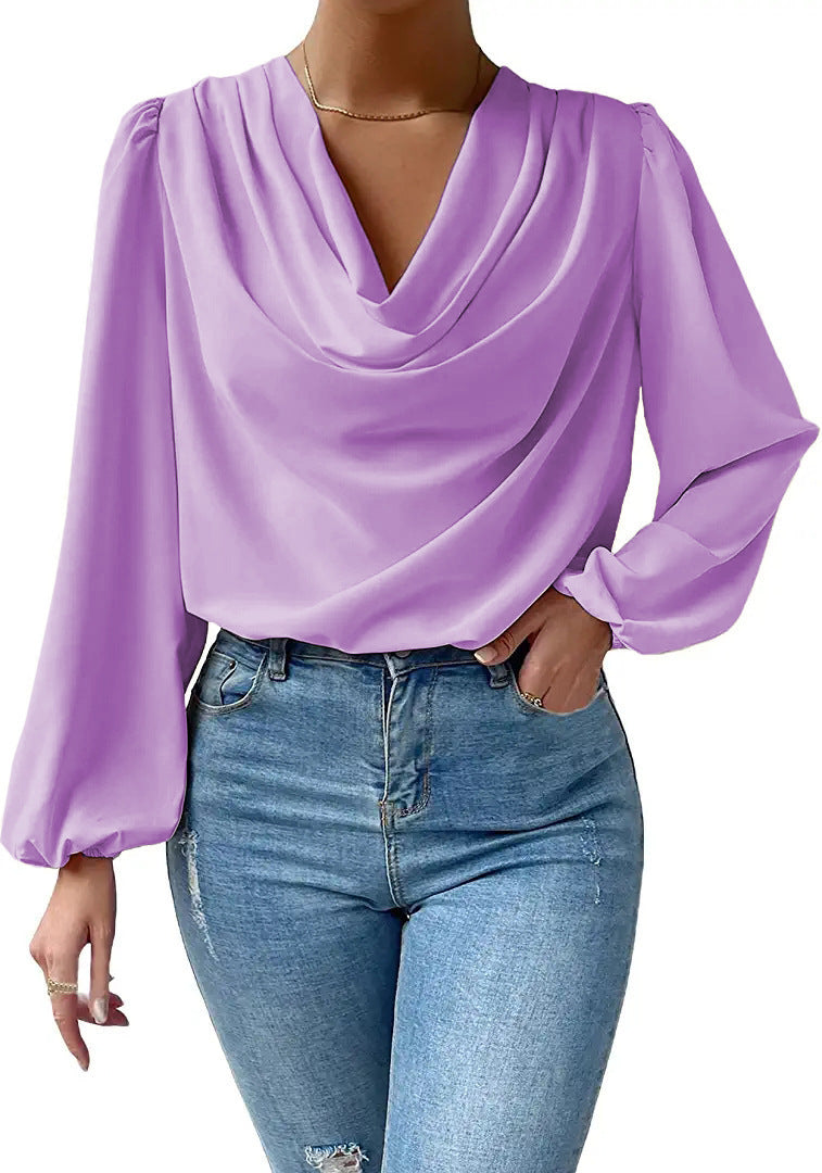 Briavoine® | Elegant Chiffon Blouse For Women With A Dove Ruffle And Long Sleeves