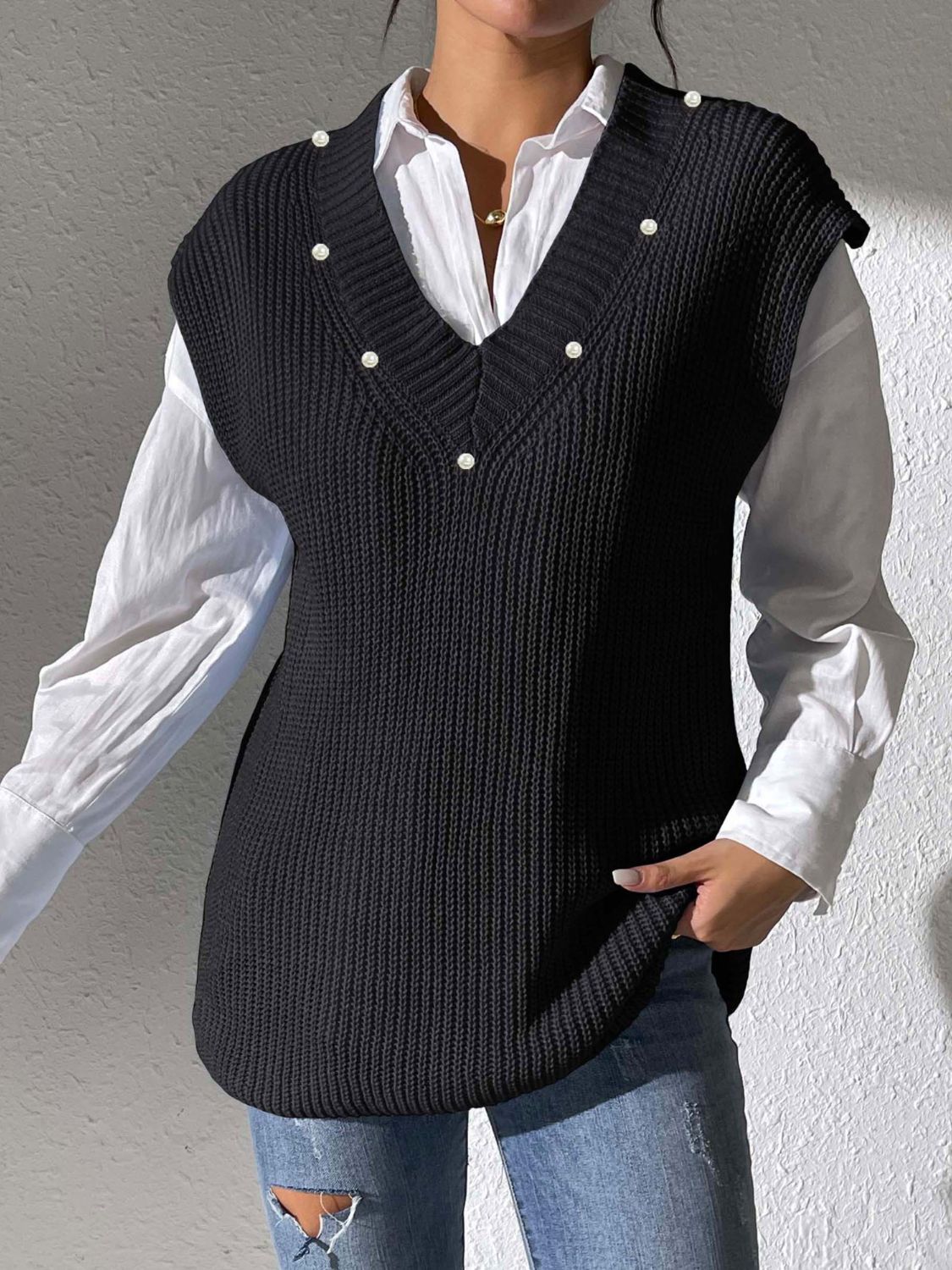 Beatriz® | Beaded V-neck sweater vest