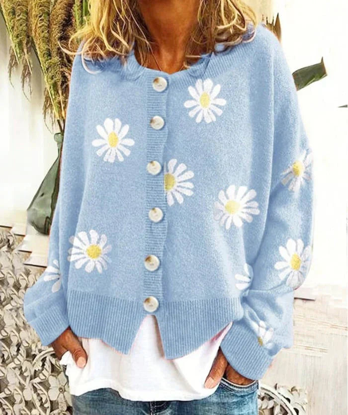 Clara | Women's cardigan with daisy design