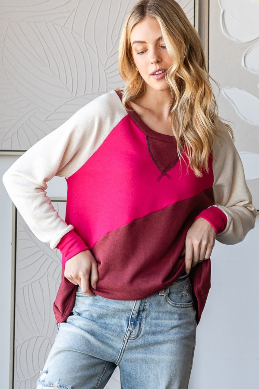 Aurora® | HOPELY color block long sleeve t-shirt