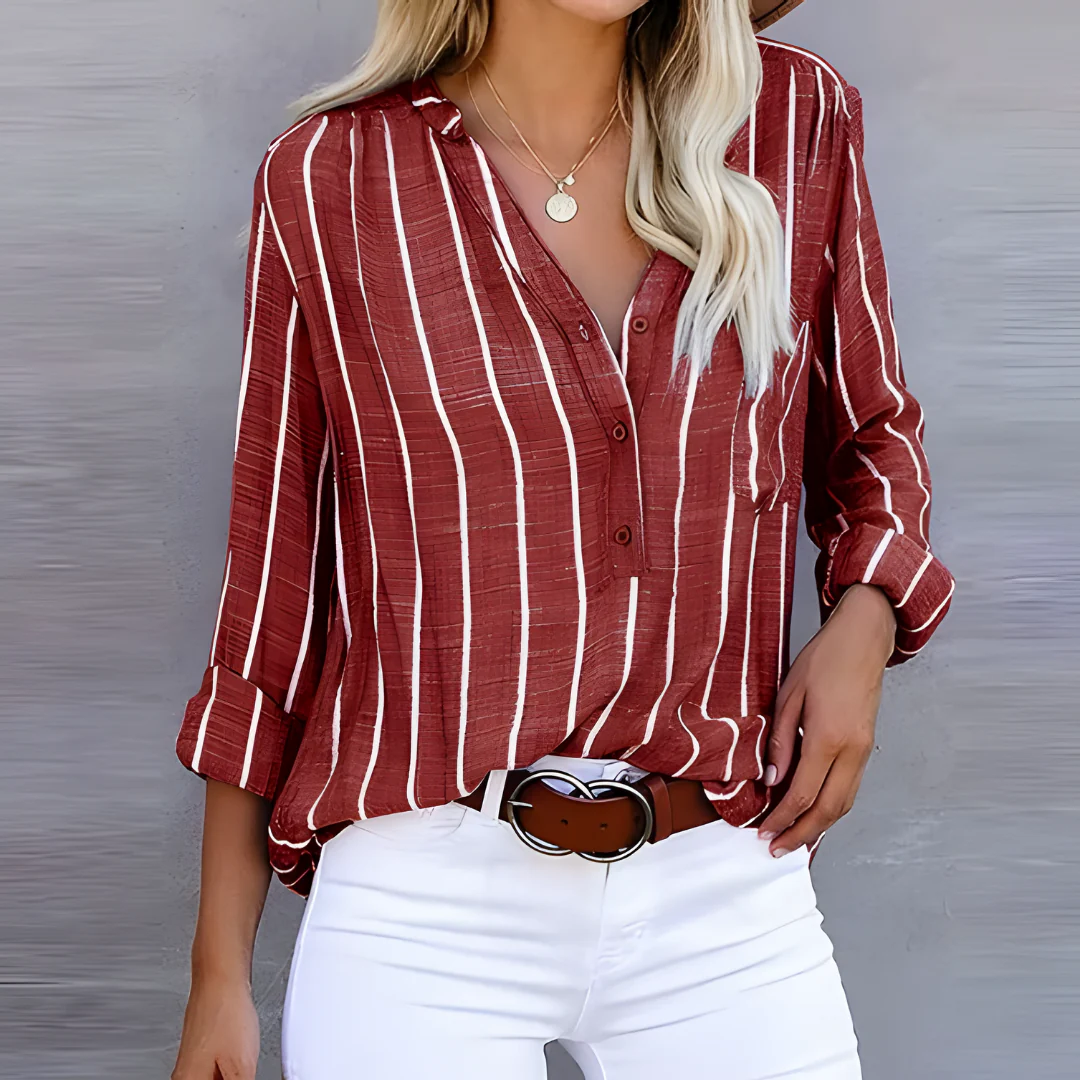 Brovarnik® | Women'S Long-Sleeved Blouse, Striped Shirt