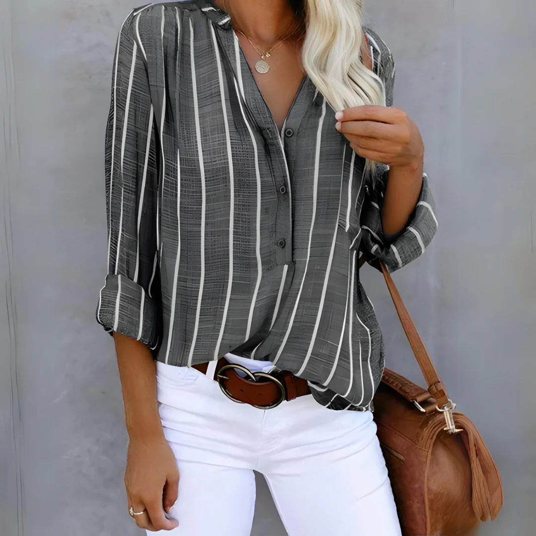 Brovarnik® | Women'S Long-Sleeved Blouse, Striped Shirt