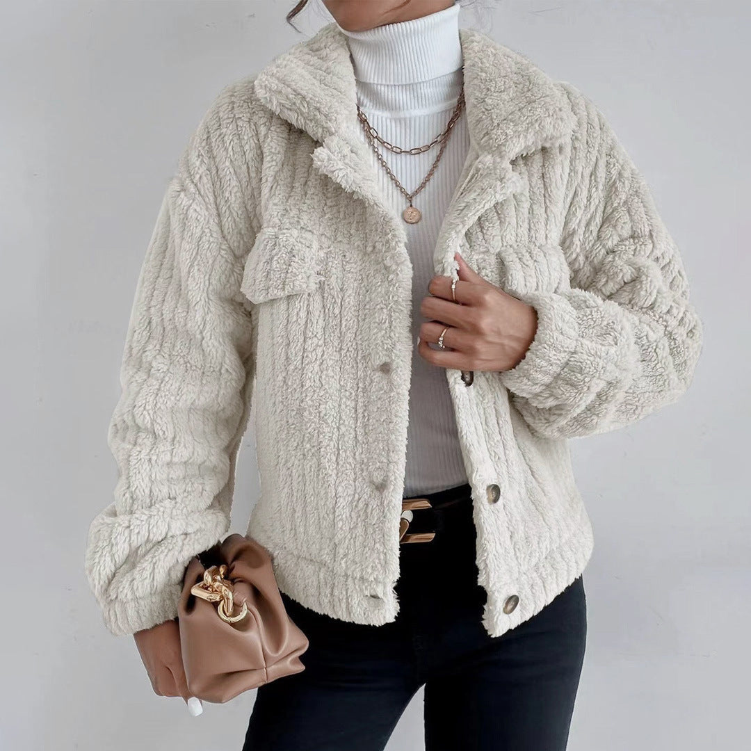 Women’s Teddy Coat – Faux Shearling – Oversized Fit – Button Front – Casual Warm Layer