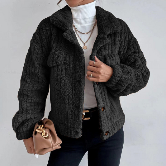 Women’s Teddy Coat – Faux Shearling – Oversized Fit – Button Front – Casual Warm Layer