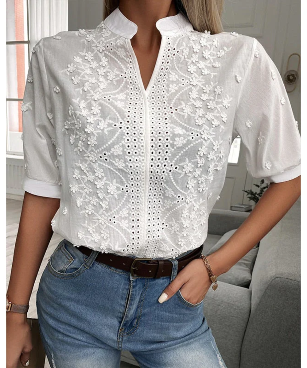 Brousseau® | Women'S White Short Sleeve Blouse Tops