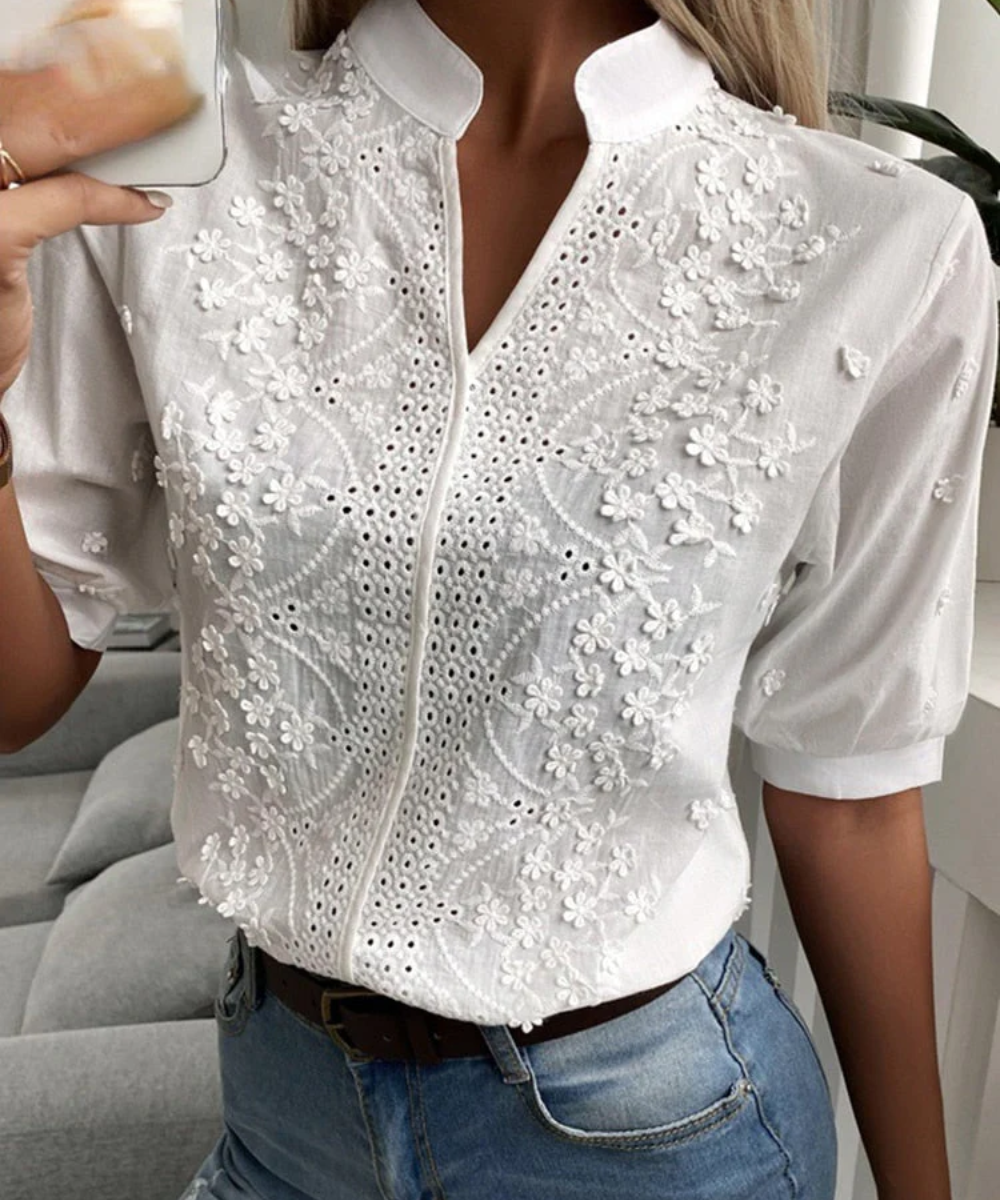 Brousseau® | Women'S White Short Sleeve Blouse Tops