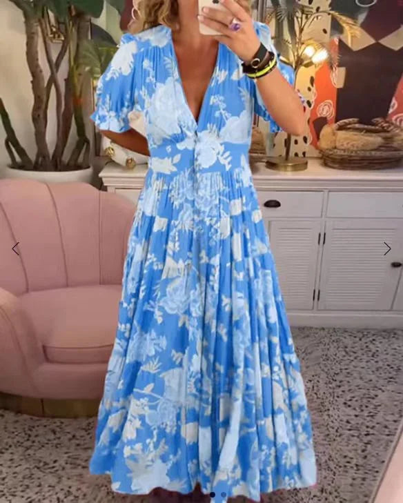 Elena® | Elegant long dress with V-neck