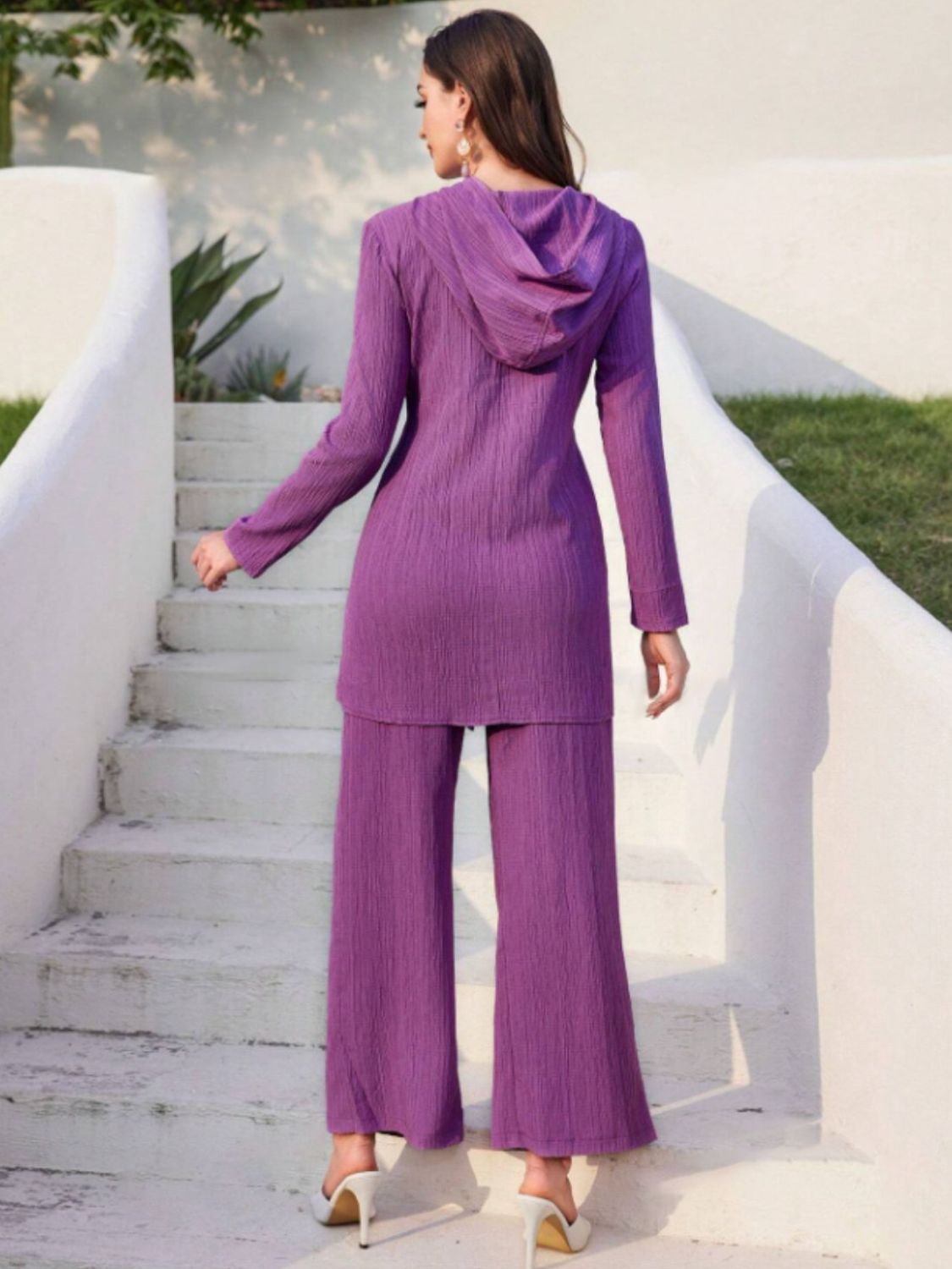 Annelie® | Set consisting of a long-sleeved hooded top and tie-dye trousers