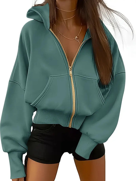 Carmela® | Short zip-up cotton hoodie