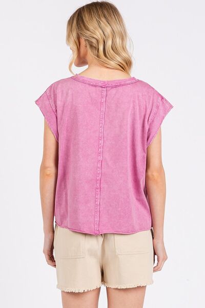 Corina® | T-shirt with a crew neck and cap sleeves