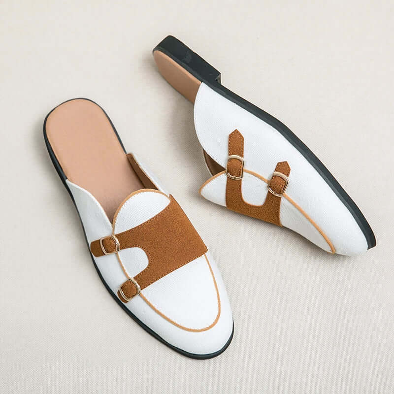 Women’s Slippers – Plush Comfort – Slip-On Open Back – Dual Buckle Straps