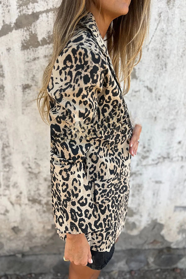 Claudia® | Leopard Print Lapel Long Sleeve Casual Blazer