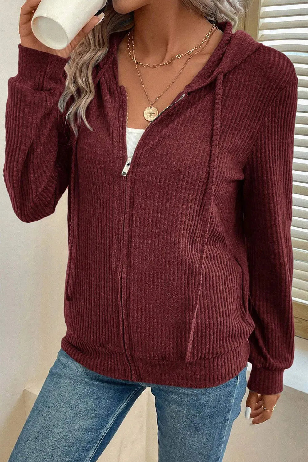 Bernadette® | Long sleeve hooded jacket with drawstring and zip fastening