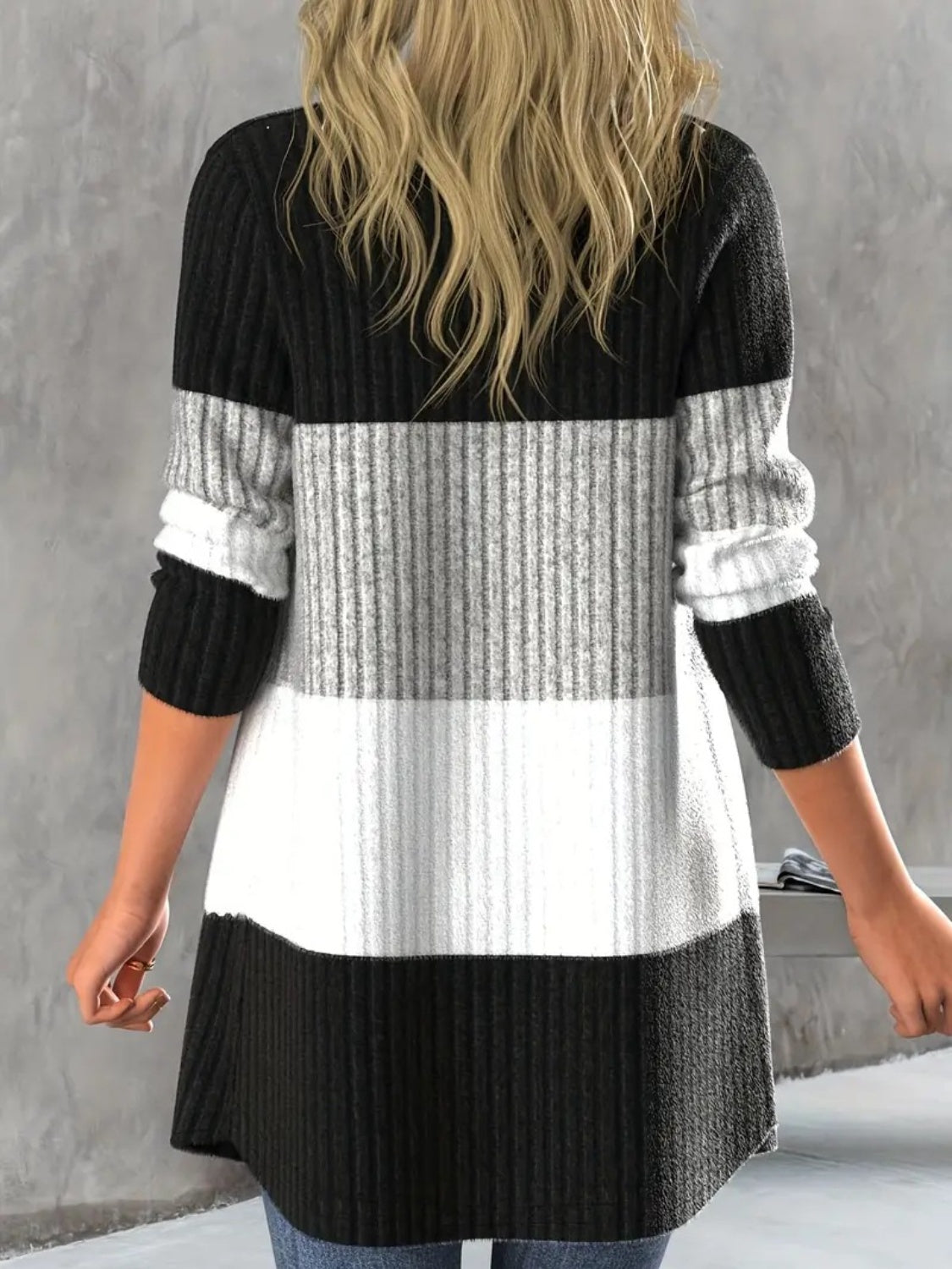 Carmen® | Color block cardigan with open front and long sleeves