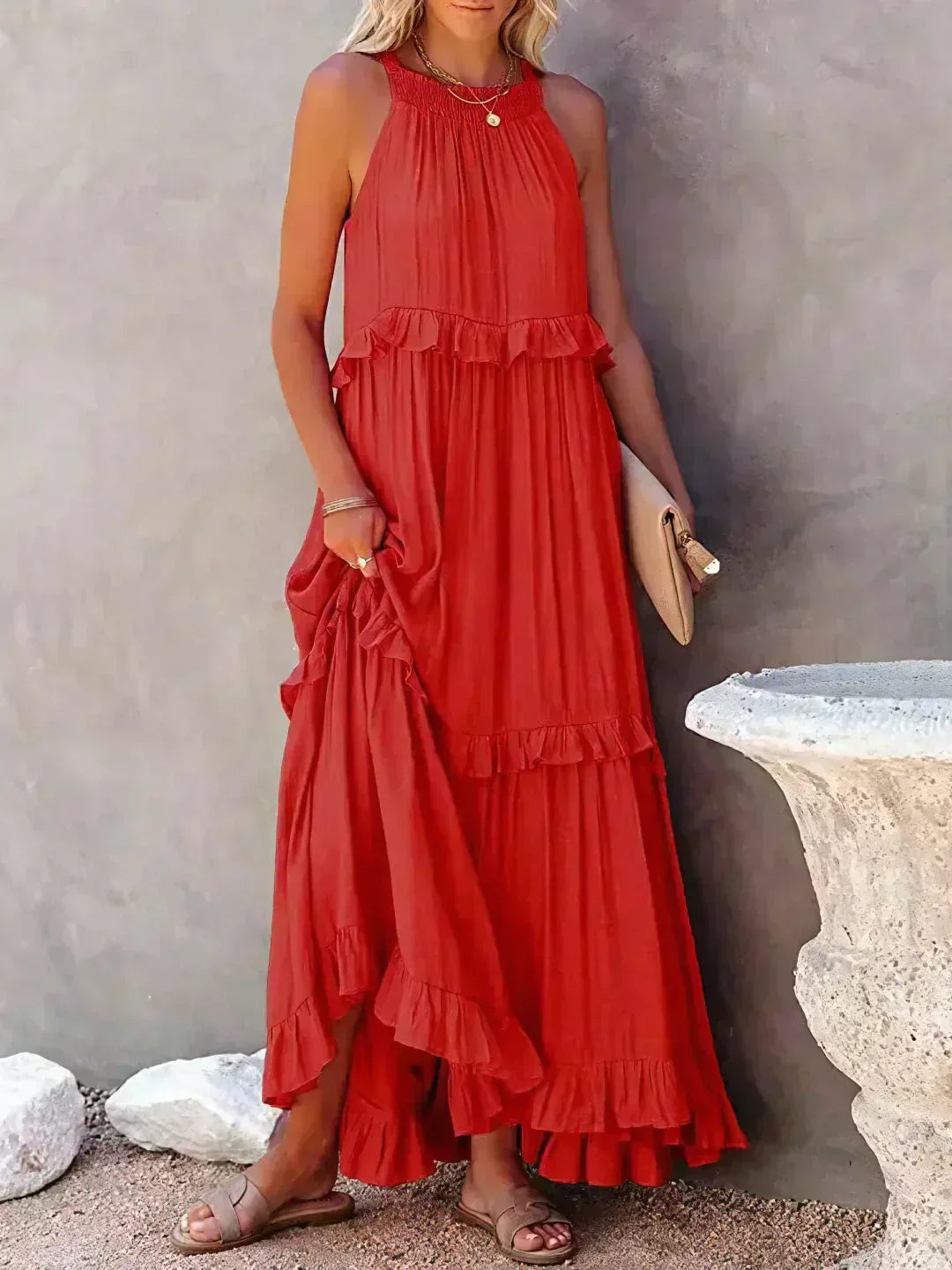 Molly | Elegant Sleeveless Ruffle Trim Dress for Women
