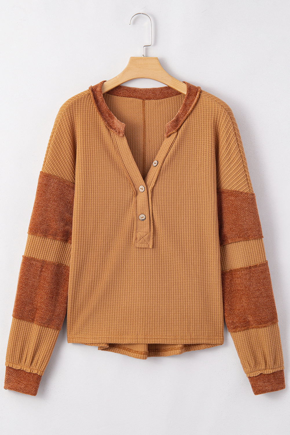 Camila® | Knitted top with contrasting patches and visible seams