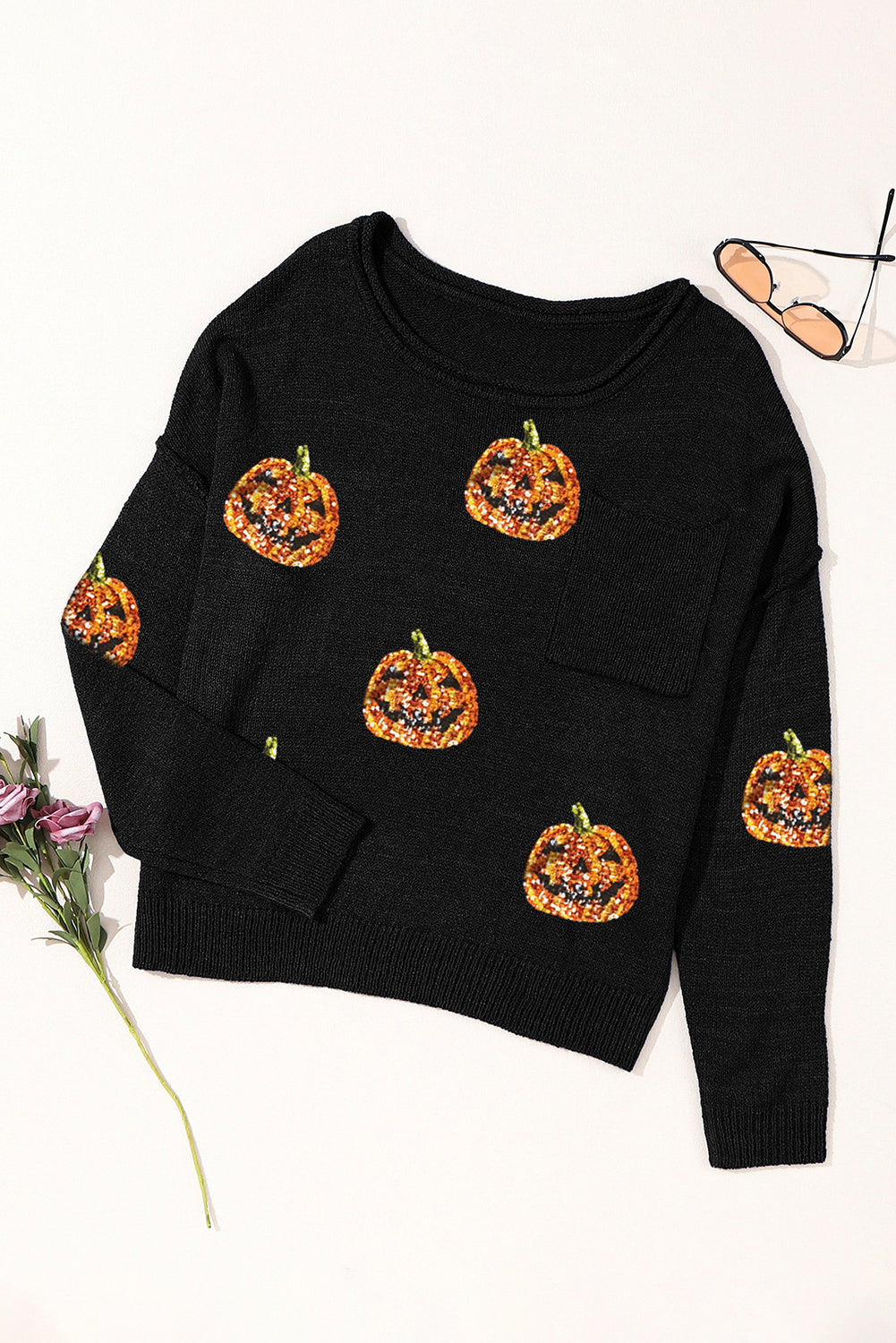 Claudette® | Pumpkin long sleeve knit crew neck top