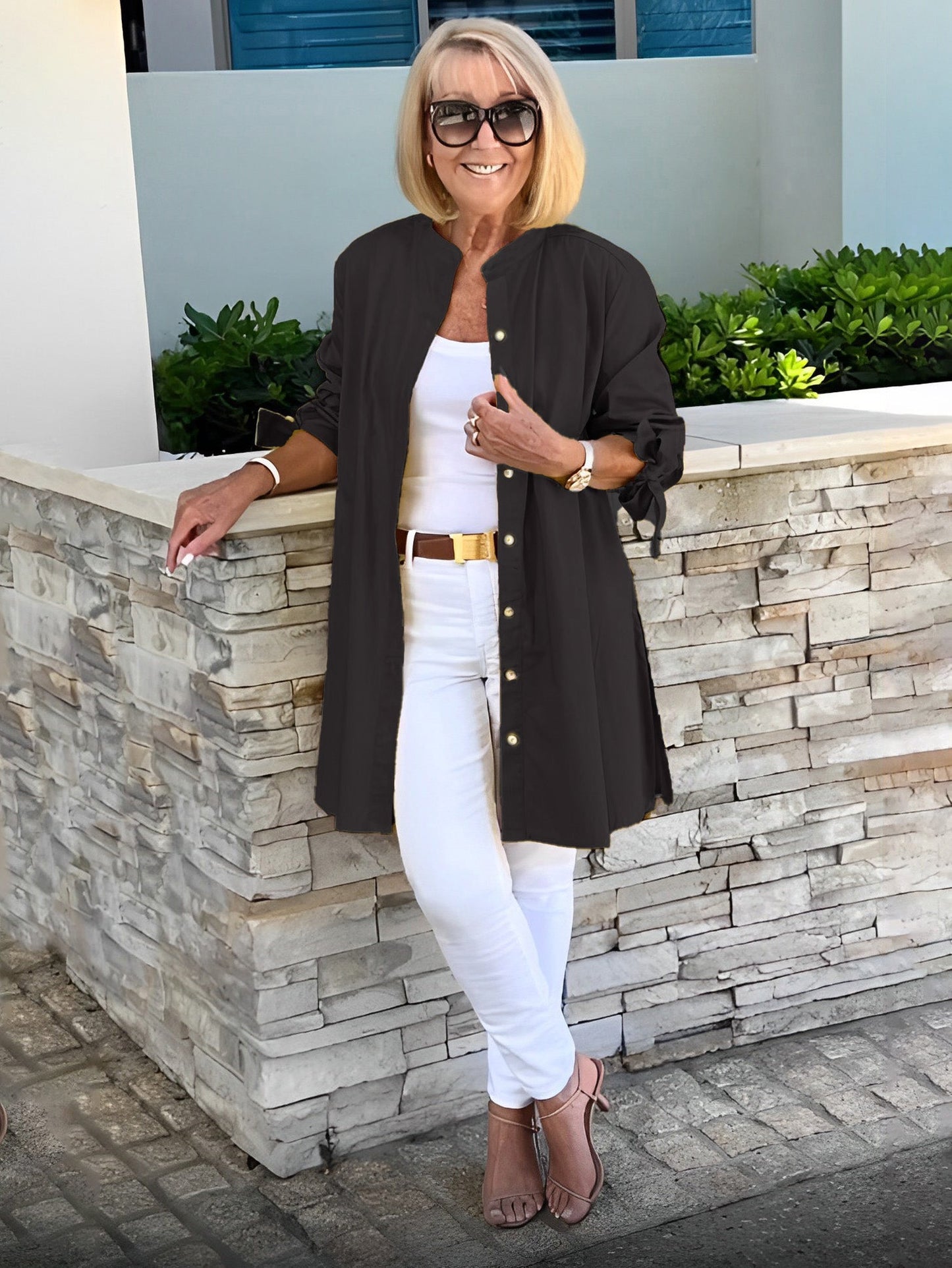 Agustina | Long, simple cotton shirt