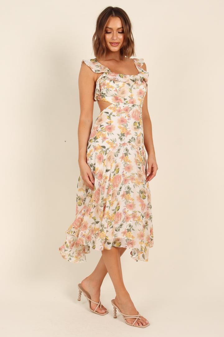 Begoña® | Phased midi dress with knotted ruffles