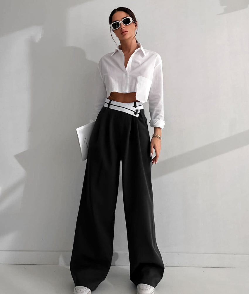 Dolores® | Wide trousers with an asymmetric waist belt