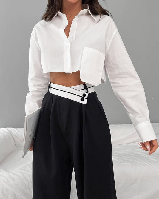 Dolores® | Wide trousers with an asymmetric waist belt